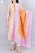 Chanderi Silk Kurta Pant And Dupatta Set in Graphic Block Print