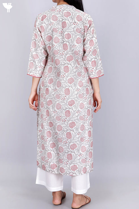 Chanderi Silk Kurta Pant Set With Dupatta In Floral Block Print