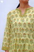 Mulmul Cotton Kurta And Pant Set In Gold Block Print