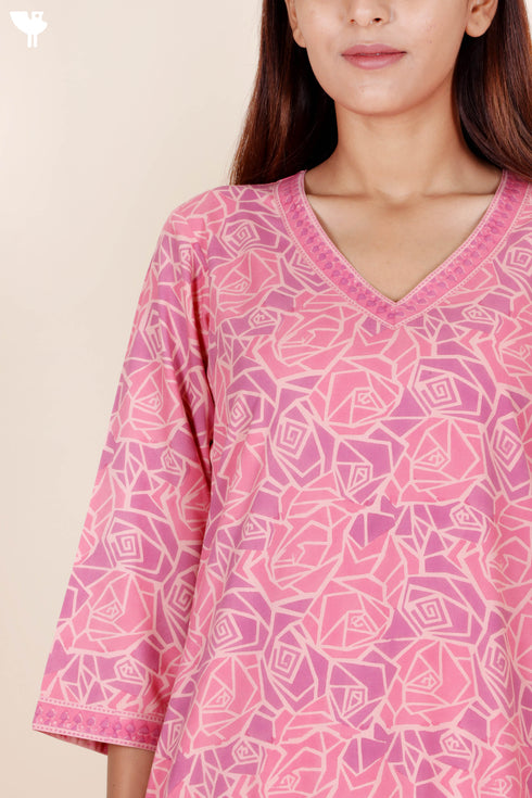 Bizzy Lizzy Kurta And Pant Set With Chiffon Dupatta In Block Print