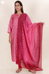Tussar Cotton Kurta Pant And Dupatta Set In Floral Block Print