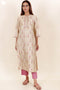 Tussar Cotton Kurta Pant And Dupatta Set In Floral Block Print