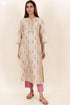 Tussar Cotton Kurta Pant And Dupatta Set In Floral Block Print