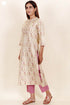 Tussar Cotton Kurta Pant And Dupatta Set In Floral Block Print