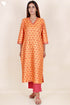 Tussar Cotton Kurta Pant And Dupatta Set In Floral Block Print