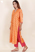 Tussar Cotton Kurta Pant And Dupatta Set In Floral Block Print