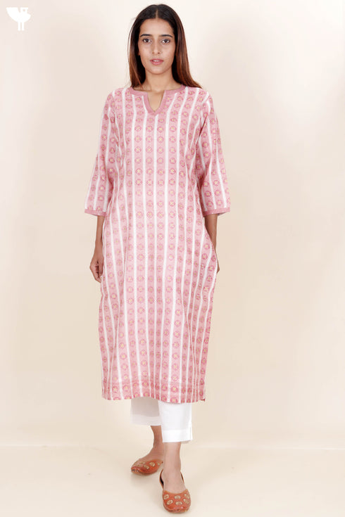 Chanderi Silk Kurta Pant And Dupatta Set In Floral Block Print