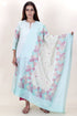 Chanderi Silk Kurta Pant And Dupatta Set In Block Print