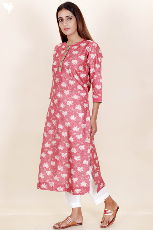Chanderi Silk Kurta Pant And Dupatta Set In Block Print