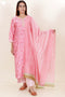 Chanderi Silk Kurta Pant And Dupatta Set With Gota Patti