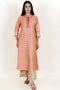 Cotton Tussar Kurta Pant And Chanderi Silk Dupatta Set In Block Print