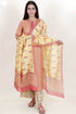 Cotton Tussar Kurta Pant And Chanderi Silk Dupatta Set In Block Print