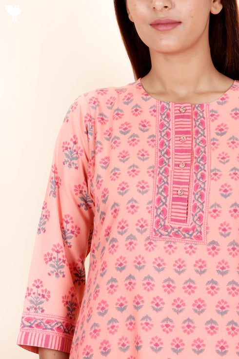Bizzy Lizzy Kurta And Pant Set With Kota Dupatta In Block Print