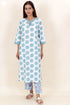 Cotton Kurta Pant With Kota Dupatta Set In Block Print