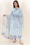 Cotton Kurta Pant With Kota Dupatta Set In Block Print