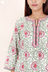 Bizzy Lizzy Cotton Kurta Pant Set With Chiffon Dupatta In Block Print