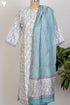 Chanderi Silk Kurta/Dupatta Set in Aqua Blue Lotus Block Print