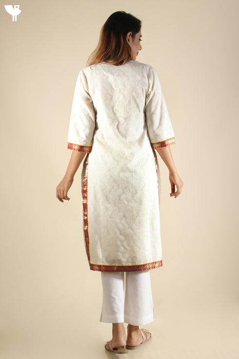 Benares Cotton Kurta with Maheshwari Silk Dupatta Set