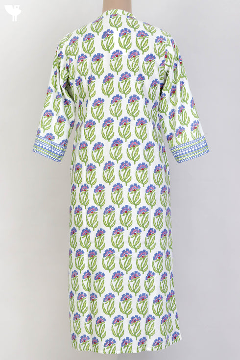 Bizzy Lizzy Kurta With Kota Doria Dupatta Set in Floral Block Print