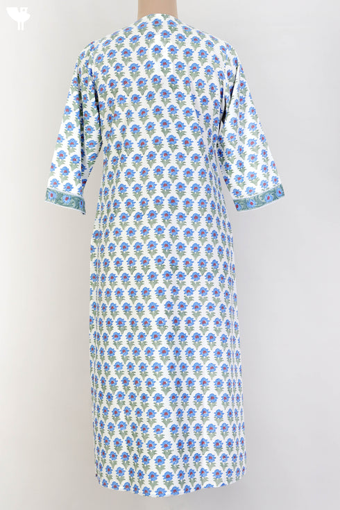 Bizzy Lizzy Kurta With Kota Doria Dupatta in FloralBlock Print