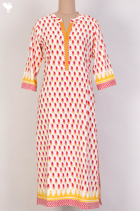 Bizzy Lizzy Kurta With Kota Doria Dupatta Set in PaisleyBlock Print