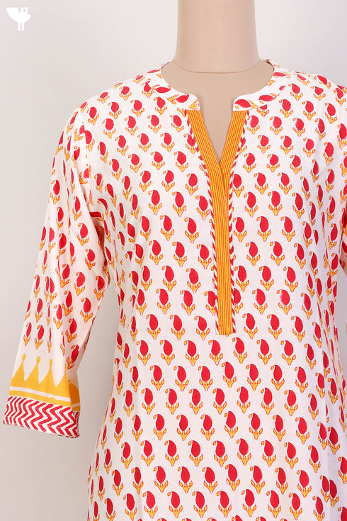 Bizzy Lizzy Kurta With Kota Doria Dupatta Set in PaisleyBlock Print