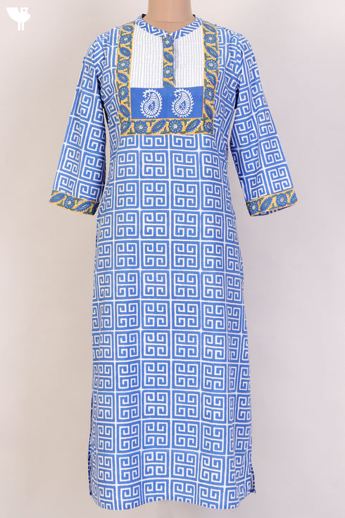 Bizzy Lizzy Kurta With Kota Doria Dupatta Set in GraphicBlock Print