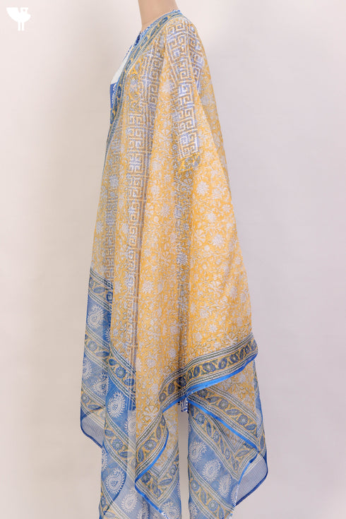 Bizzy Lizzy Kurta With Kota Doria Dupatta Set in GraphicBlock Print