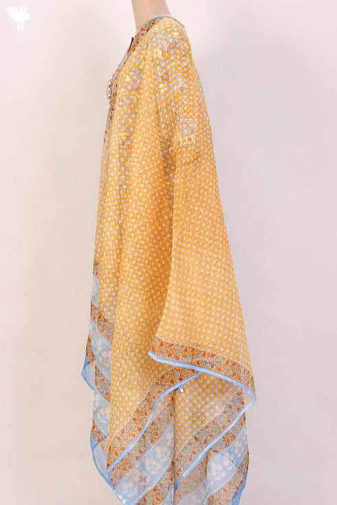 Bizzy Lizzy Kurta With Kota Doria Dupatta Set in Floral Block Print