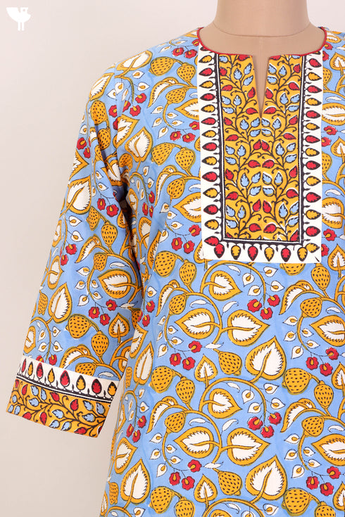 Bizzy Lizzy Kurta With Kota Doria Dupatta Set in Floral Block Print