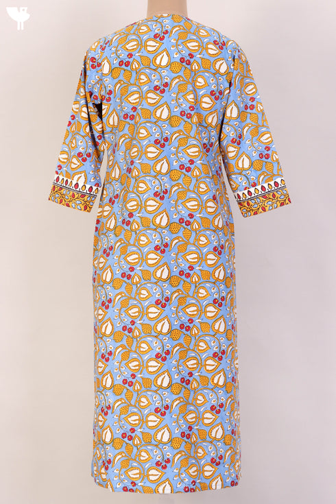 Bizzy Lizzy Kurta With Kota Doria Dupatta Set in Floral Block Print