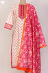 Chanderi Silk Kurta With Dupatta In Golden Yellow Floral Block Print