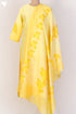 Chanderi Silk Kurta With Dupatta In Golden Yellow Floral Block Print