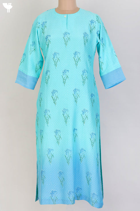 Modal Silk Kurta With Silk Cotton Dupatta In Floral Block Print