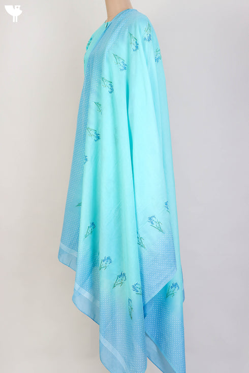 Modal Silk Kurta With Silk Cotton Dupatta In Floral Block Print