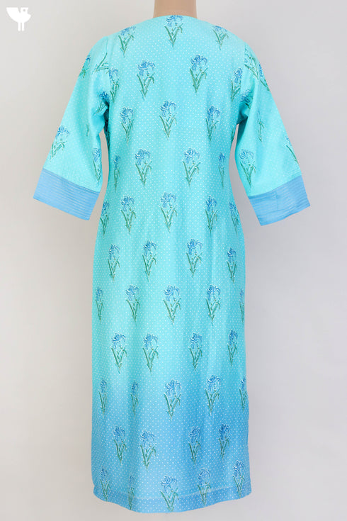 Modal Silk Kurta With Silk Cotton Dupatta In Floral Block Print