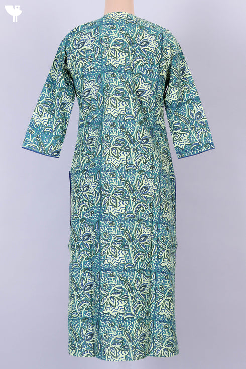 Khaadi Cotton Kurta And Kota Doria Dupatta Set In Floral Block Print