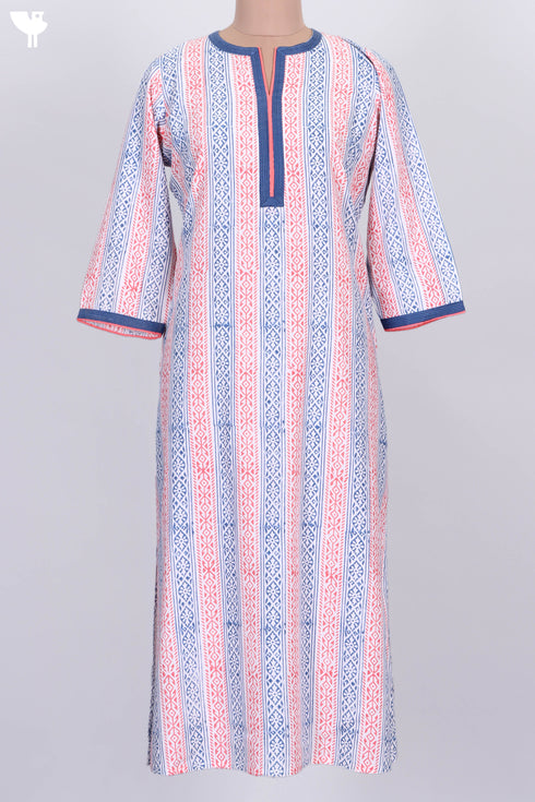 Bizzy Lizzy Kurta and Chiffon Dupatta In Graphic Block Print
