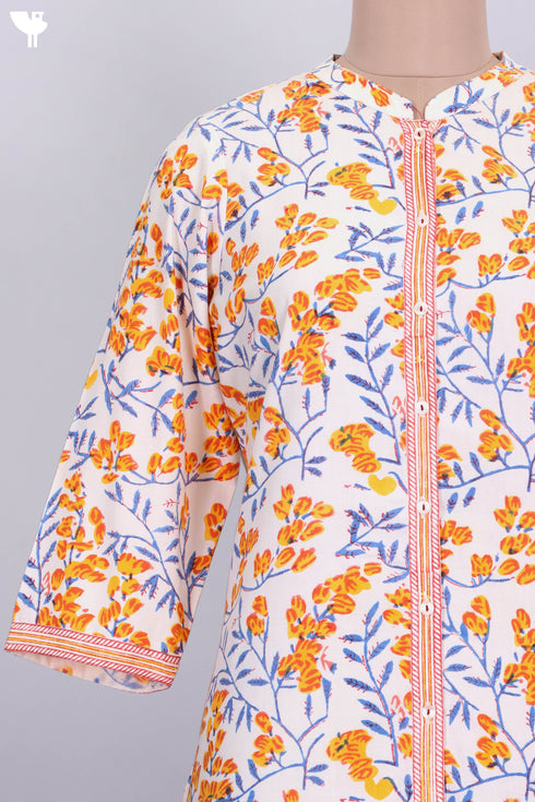 Bizzy Lizzy Kurta and Chiffon Dupatta In Floral Block Print