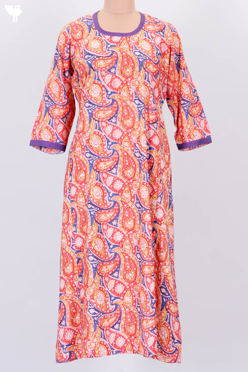 Bizzy Lizzy Kurta With Chiffon Dupatta in Paisley Block Print