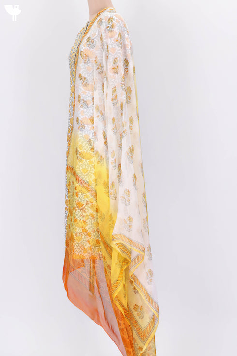 Bizzy Lizzy Kurta With Chiffon Dupatta in Floral Block Print