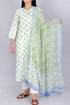 Bizzy Lizzy Kurta With Chiffon Dupatta in Floral Block Print