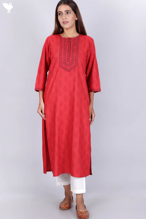Bizzy Lizzy Kurta With Chiffon Dupatta in Block Print