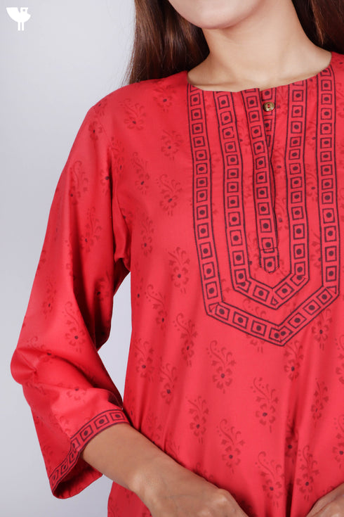 Bizzy Lizzy Kurta With Chiffon Dupatta in Block Print