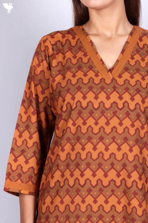 Bizzy Lizzy Kurta With Chiffon Dupatta in Block Print