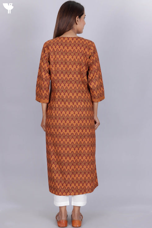 Bizzy Lizzy Kurta With Chiffon Dupatta in Block Print