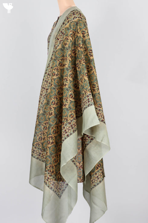 Chanderi Silk Kurta Dupatta Set In Floral Block Print