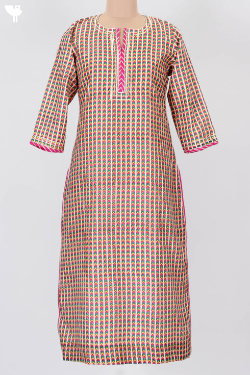 Chanderi Silk Kurta Dupatta Set In Striped Print