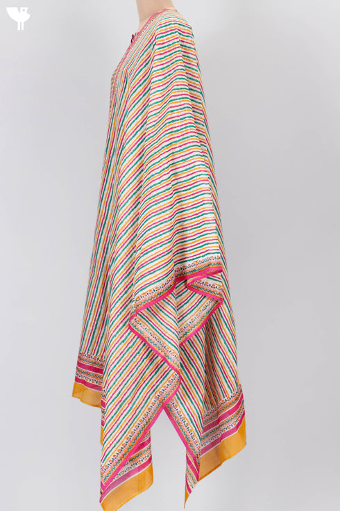 Chanderi Silk Kurta Dupatta Set In Striped Print