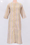 Terry Voile Kurta With Chiffon Dupatta In Graphic Block Print